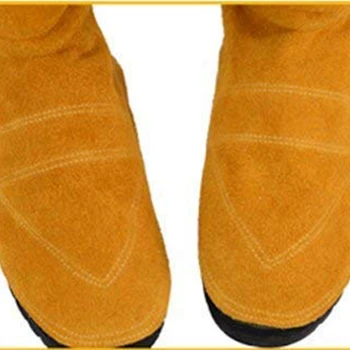 Kožené Zváranie Spats Zváranie, Ochranné Topánky Nohy Kryt pre Zvárača, ohňovzdorných Nohy Bezpečnosť Ochrana Žltý (1)