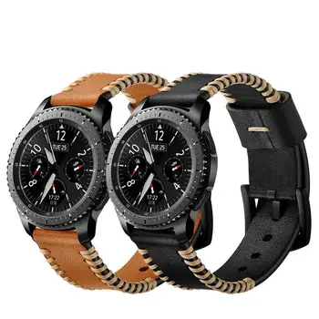 Kožený Remienok 22 mm pre Samsung Galaxy Sledovať 46 mm S3 Klasické S3 Hranici Šport Smart Watchband Príslušenstvo Náramok