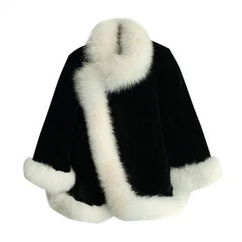 Kožušinový kabát na Jeseň A v Zime Roku 2020 Ženy plášť Coats 3XL Plus Veľkosť dámske Nové Imitácia Hustú Srsť Šatkou Plášť Plášť