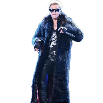 Kožušinový kabát pre Mužov 2019 jesenné a zimné nové windbreaker faux líška srsť dlhá srsť hrubé teplé kabát výkopu vetrovka outwear