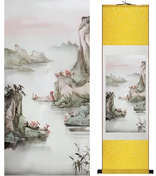 Krajinomaľbou Home Office Dekorácie Čínsky prejdite maľovanie hory a Rieky paintingPrinted painting042210