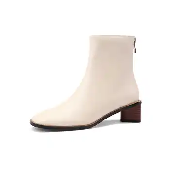 Krazing hrniec Chelsea boots jednoduchý štýl reálnom kožené vysoké podivné päty štvorcové prst na zips udržať v teple pekné dievčatá, členkové topánky L98