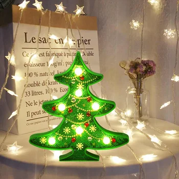 Kreatívne 3D Diamond Maľovanie Modelovanie Lampa Roztomilý Snehuliak/Vianočný Strom v Tvare Plný Vrták LED Tabuľka Svetlo Špeciálny Vianočný Darček
