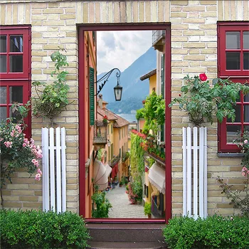 Kreatívne 3D Dvere Nálepky dreva a PVC Vodotesné Dvere, Renovácie Nástenné Samolepiace DIY Domova Odtlačkový 77x200cm