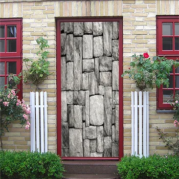 Kreatívne 3D Dvere Nálepky dreva a PVC Vodotesné Dvere, Renovácie Nástenné Samolepiace DIY Domova Odtlačkový 77x200cm