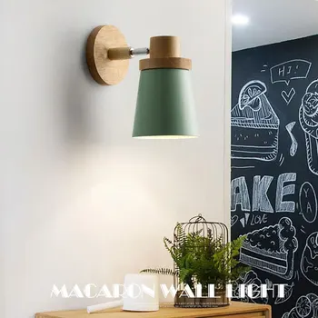 Kreatívne drevené Jednoduché LED nástenné svietidlo Čítanie Spálňa Nočné Osvetlenie štúdia, domácich kutilov macaron nástenné svietidlo farba