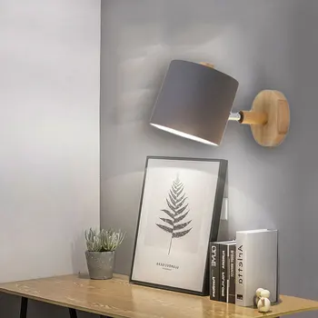 Kreatívne drevené moderné LED E27 nástenné svietidlo čítanie Spálňa Nočné Osvetlenie štúdia, domácich kutilov macaron nástenné svietidlo farba