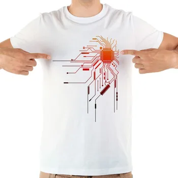Kreatívne Elektronického čipu PROCESORA srdce vtipné tričko mužov 2018 lete nová biela bežné homme cool geek tričko