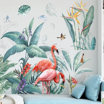 Kreatívne Flamingo Vtákov Samolepky na Stenu DIY Veľkého Stromu Listy Wall Art Obtlačky nástenné Maľby pre Dom, Deti, Spálne, Obývacej Miestnosti Dekorácie