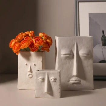 Kreatívne Jednoduché Tvár Váza Keramické Ozdoby Domova Kvetináče Kvetinové Koše Obývacia Izba Domov Spálňa Vázy