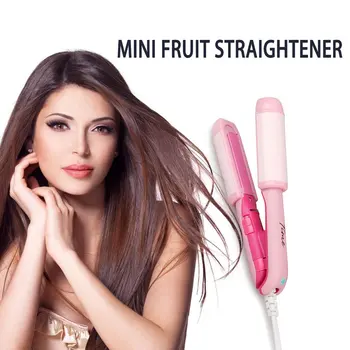 Kreatívne Kórea Roztomilý Ovocie Mini Electric Hair Straightener a kulmy Prenosné Vlasy Curler Malej Veľkosti Straightener