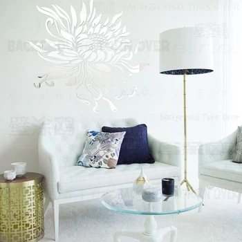 Kreatívne romantický slnečnice akryl zrkadlo nálepky veľké kvetinové stenu spálne, obývacia izba svadobné dekorácie R079