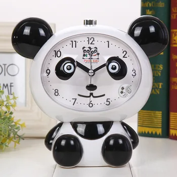 Kreatívne roztomilá Panda Vypnúť Budík Noc llght Cartoon Hovorí Tabuľka Hodiny pre Dieťa, Študent