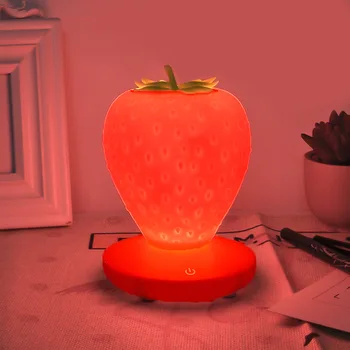 Kreatívne Silikónové Jahoda LED Nočné Svetlo Nabíjania cez USB, Dotknite Stmievateľné Dekoratívne Atmosféru Lampa pre Dieťa Deti detský Darček