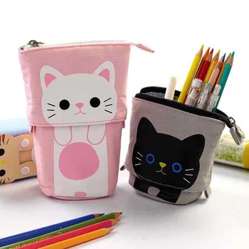Kreatívne Vysúvacie plátno peračník Kawaii mačka, Ceruzka školy prípadoch veľké kancelárske potreby taška roztomilý držiak na pero darčeky pre deti pero taška