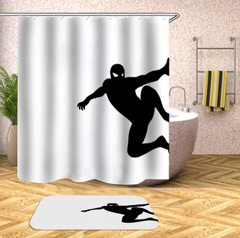 Kreatívne Zvierat Sprchový Záves Čierny Polyester Kúpeľňa Opony Vaňa Záclony S Háčikmi Sprchové Závesy Alebo Mat