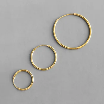 Kruh slučka, 3 veľkosti pravého striebra minimalistický Hoop Náušnice kolczyki srebrne 925 zlaté náušnice Bijoux femme 2020