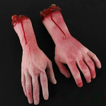 Krvavý Horor Strašidelné Halloween Prop Falošné Oddelená životnej Veľkosti Ramena Strane Domu, 22-23 cm