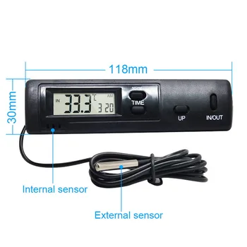 Krytý Vonkajší Teplomer Monitor S Sondy Senzor Káblové Teplomer Digitálny LCD Teplota meradla Pre Domáce Kancelárie Auto