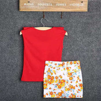 Krásne Batoľa Detský Baby Dievčatá Červené Rozstrapatené T-Shirt+Kvet Ceruzku Sukne 2 ks Oblečenia Nastaviť Deti, Oblečenie pre Deti