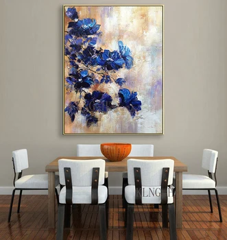 Krásne drak modré kvety pre dekorácie Čistý ručné olejomaľba na plátno na stenu umenie obrázok pre obývacia izba posteľ