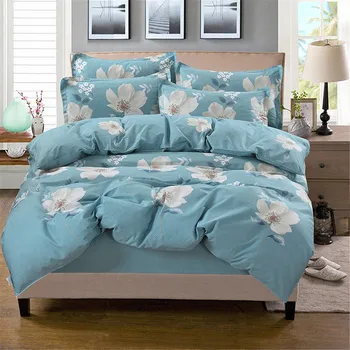 Krásne jarné modrá biele Kvety posteľ vybavené posteľná bielizeň Nastaviť bavlna Mäkkú Perinu Twin Plný Kráľovná King Size Aktívne tlač 4pc