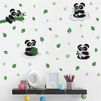 Krásne Kreslené panda samolepky na stenu pre detská izba, obývacia izba, spálňa stenu, dekorácie, domáce dekorácie dverí nálepky