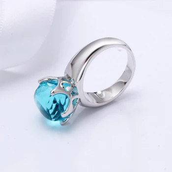 Krásny veľký modrý kameň krúžky módne šperky mosadz kovové strieborné pozlátené rýchle dodanie Koruny prst prsteň pre ženy