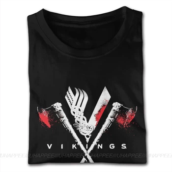 Krátke Rukávy Okrúhle Krčný Čistej Bavlny Vikingovia Logo Tričko Conveniency Jeho Tričko S