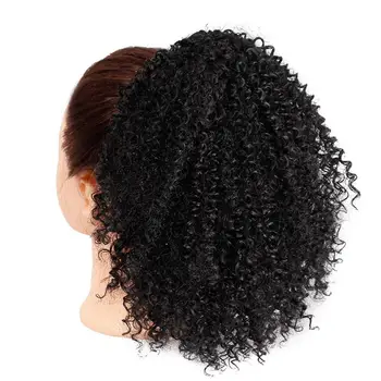 Krátke Šnúrkou Kinky Afro Kučeravé Cope, Syntetické Vlasy Buchta Afro Lístkového Chignon Príčesky Pre Ženy Clip in predlžovanie Vlasov