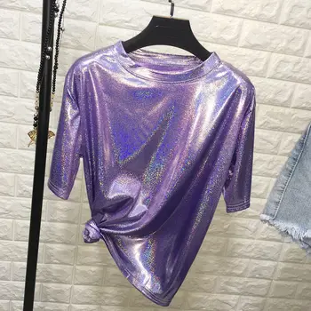 Krátky rukáv harajuku Flitrami t shirt ženy oblečenie 2020 Sexy kawaii dámy topy lete streetwear basic tričko feminina nové
