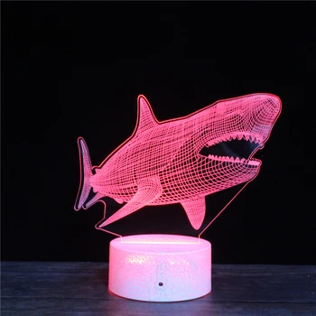 Kráľ Oceánu Akrylových 3D Lampa Shark 7 Zmena Farby Nočné Svetlo Dieťa Darčeky LED USB Stolná Lampa Atmosféru Dekor obchod so Vzdialenou