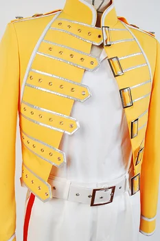 Kráľovná Viesť Spev Freddie Mercury Cosplay Kostým Mužov Žltá Bunda/Celý set Nohavice Kostým Úplné súbory