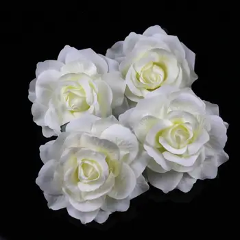 Krém 12 cm Zamatovej Ruže, Kvety Hlavu Umelé Simulácia Rose DIY Svadobné Dekor Kvety Dovolenku Klobúk, Topánky, Príslušenstvo 5 Ks