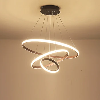 Krúžky Moderné LED Luster Pre Obývacia Izba Závesné Svietidlo Diaľkové Ovládanie Lampa Pre Reštaurácia v štýle Art Deco Lesk
