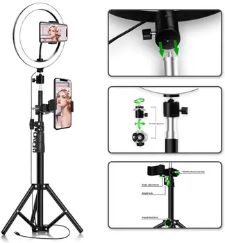 Krúžok Lampa Veľké Pre Streľbu Led Prsteň Svetla Selfie Stojan, Osvetlenie Foto Kit 2m Statív Pre Telefón Akčná Kamera na Video Youtube