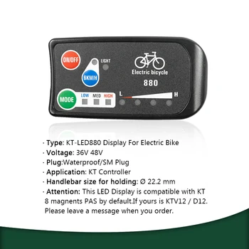 KT Klince LED 880 led880 Klince Displej 36V 48V Elektrický Bicykel Inteligentný Ovládací Panel Displej Elektrické Bicykle Príslušenstvo