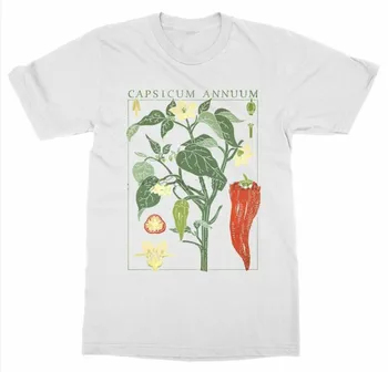 Kuakuayu HJN Chilli Papričky Rastlín T-Shirt Botanická Záhrada Tlač Umenie Botanika Bloom Ovocie Kvet T tričko