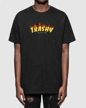 Kuakuayu HJN Unisex Trashy, Že Mi T-Shirt Trendy Grunge Štýl Street Skater Štýl Čierny Čaj Bokovky Vtipné Tričko