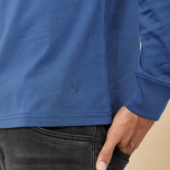 KUEGOU bavlna pánske T-shirt long sleeve jeseň tričko Vrecku dekorácie vykresliť bez podšívky horný odev top plus veľkosť ZT-88036