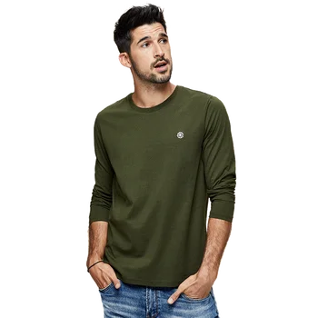 KUEGOU bavlna pánske T-shirt long sleeve jeseň zmluvne výšivky vykresliť bez podšívky horný odev top plus veľkosť ZT-496