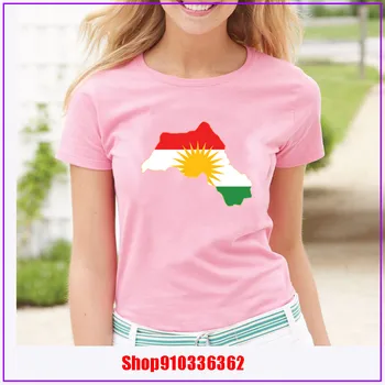 Kurdistan Vlajka Mape Navrhnúť T Shirt O-krku Prírodnej Bavlny Lete Krátky Rukáv dámske Hipster Online Tee Košele vetement femme