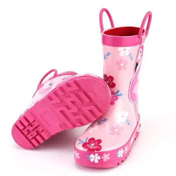 KushyShoo detské Gumové Topánky Nepremokavé Vonkajšie 3D Flamingo Tlač Dážď Topánky Deti Batoľa Vody Topánky Kalosze Dla Dzieci