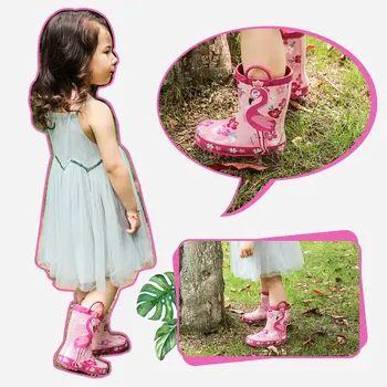 KushyShoo detské Gumové Topánky Nepremokavé Vonkajšie 3D Flamingo Tlač Dážď Topánky Deti Batoľa Vody Topánky Kalosze Dla Dzieci