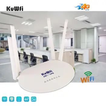 KuWFi 300Mbps 4G LTE, Wifi Router 3G/4G Sim Karty Router Odomknutý Bezdrôtový Router s 4Pcs Externú Anténu Až 32 Wifi Užívateľov