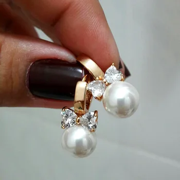 Kvalita Zlatá Obruč Perly Náušnice pre Ženy Oorbellen Srdce kórejský Pearl Šperky Earings Vianočný Darček Kolczyki Orecchini E0310