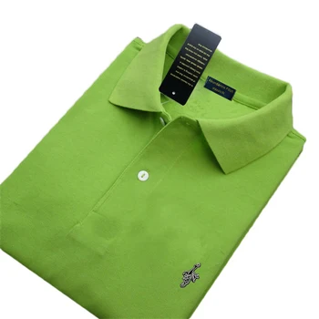 Kvalitné Letné Priedušný Bavlna pánske Krátke Rukáv Tričko Vyšívané Vták Logo pánske Polo Tričko Fashion Voľné