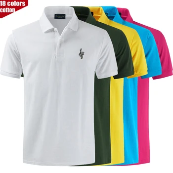Kvalitné Letné Priedušný Bavlna pánske Krátke Rukáv Tričko Vyšívané Vták Logo pánske Polo Tričko Fashion Voľné