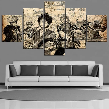 Kvalitné Plátno Tlačiť Jeden Kus Maľovanie 5 Panel Umeleckých Znakov Obrázok Unframe Anime Plagát Domov Dekoratívne Nástenné Art