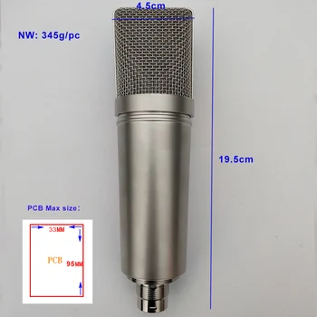 Kvalitné strieborné mircophone telo shell pre všetky druhy značky profesionálne kondenzátorových mikrofónov a DIY prehrávač